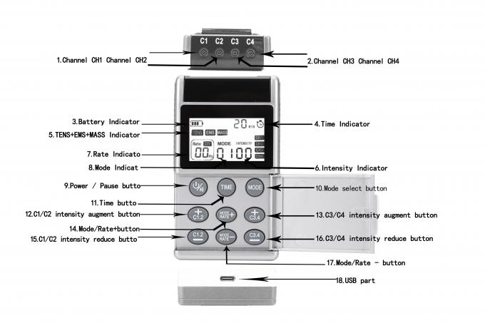 4 Channel Rechargeable Tens Unit Muscle Stimulator Muscle Recovery & Growth Physiotherapy Tens Machine For Pain Relief 5